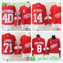Мужская Хоккейная Футболка Detroit Red Henrik Zetterberg Justine Abdelkader Dylan Larkin Luke Glendening