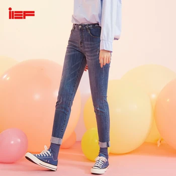 

IEF Women Spring Summer Slim Fit Jeans Female High Waist Zipper Blue Pencil Pants 0S30X-D5588-8-