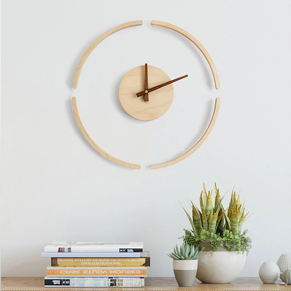 Creative Art Design Transparent Suspended Wall Clock Nordic Simple Original Wood Feeling All-Match Home Bedroom Living Room giant wall clock