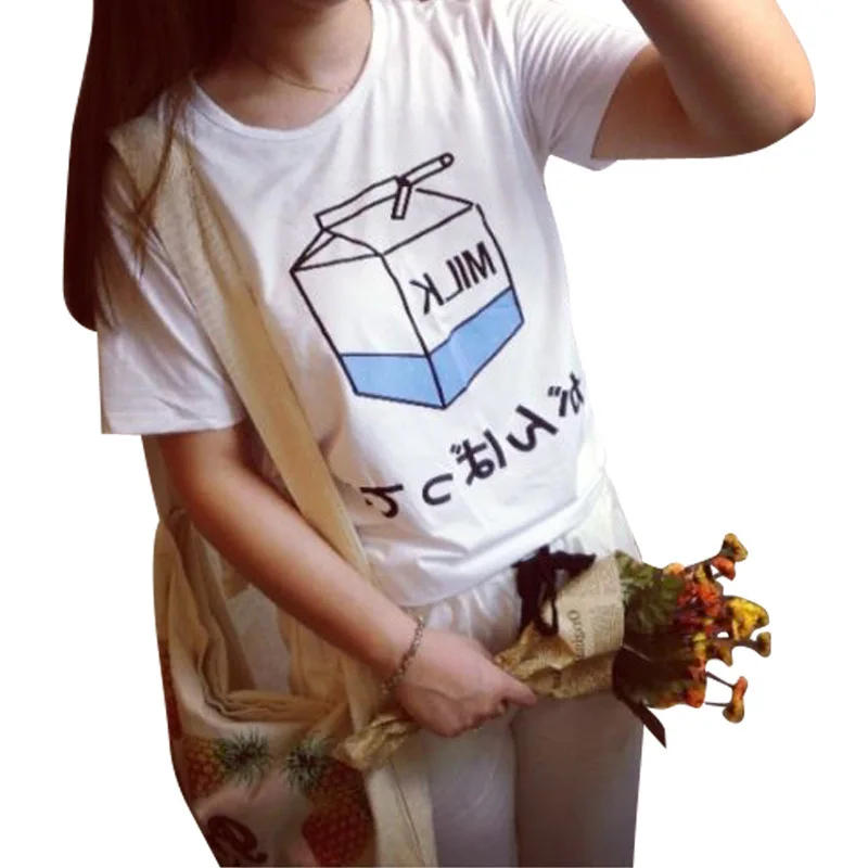 

Women Clothing Japanese Milk Pink Cute Girl Cartoon Peach Casual Large Size Summer Female Short-sleeved Harajuku T-shirt