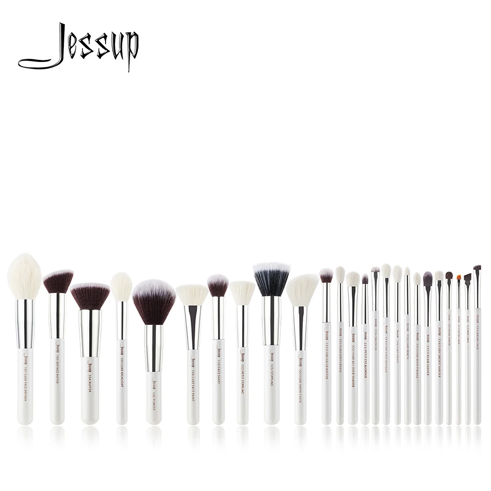 

Jessup Pearl Pearl White/Silver Professional Makeup Brushes Set Make up Brush Tools kit Foundation Powder Blushes