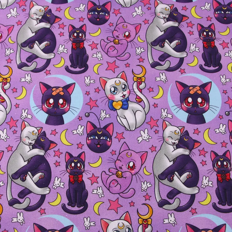By the Half Yard Soft Cotton Fabric for Face Mask Making Space Fabric Quilting Fabric Cute Size Sailor Moon Fabric 100% Cotton Fabric