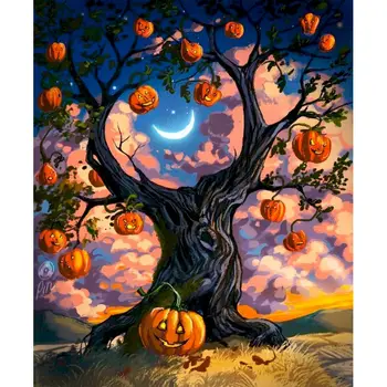 

Abstract Pumpkin Tree Oil Painting By Numbers For Adults Paint By Numbers Canvas Painting DIY Holiday Gifts