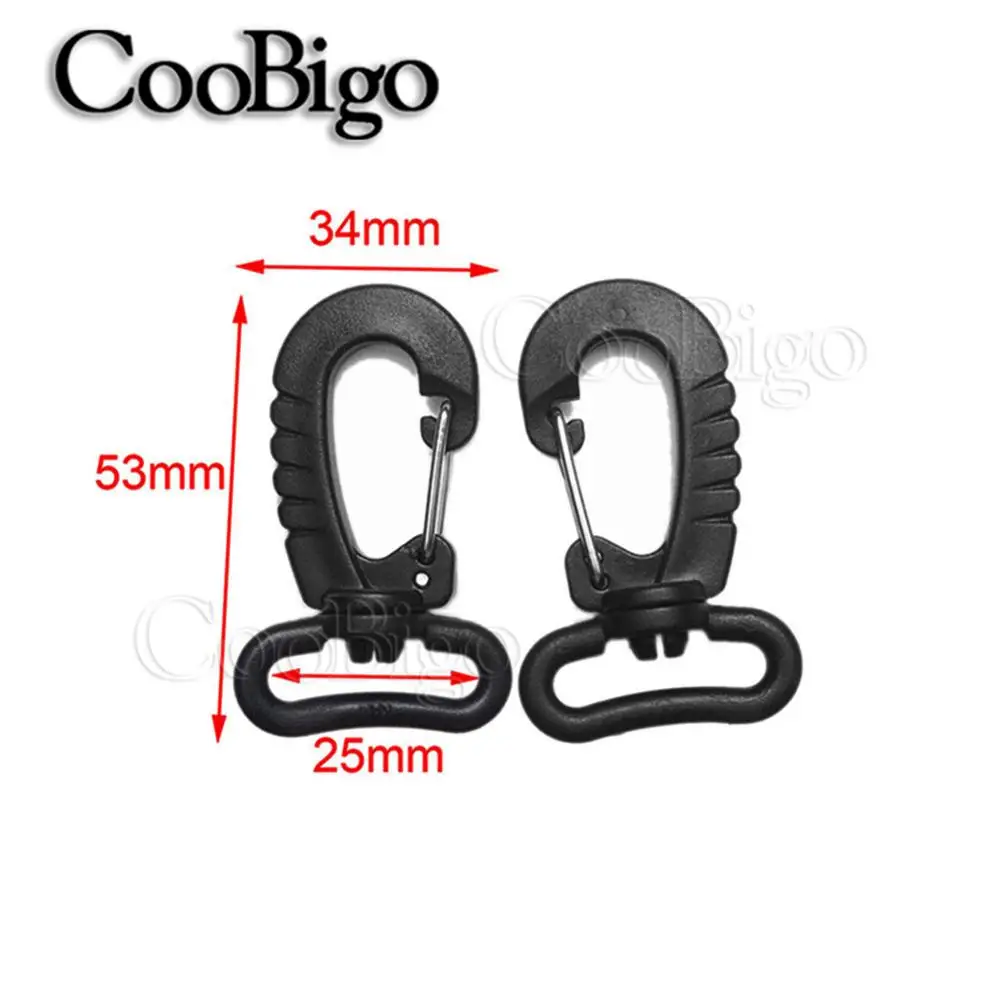 Webbing 25mm 25 шт. пластик мульти размер черный поворотный карабин для спорта на открытом воздухе Рюкзак ремень брелок пряжка сумка аксессуары - Цвет: Webbing 25mm