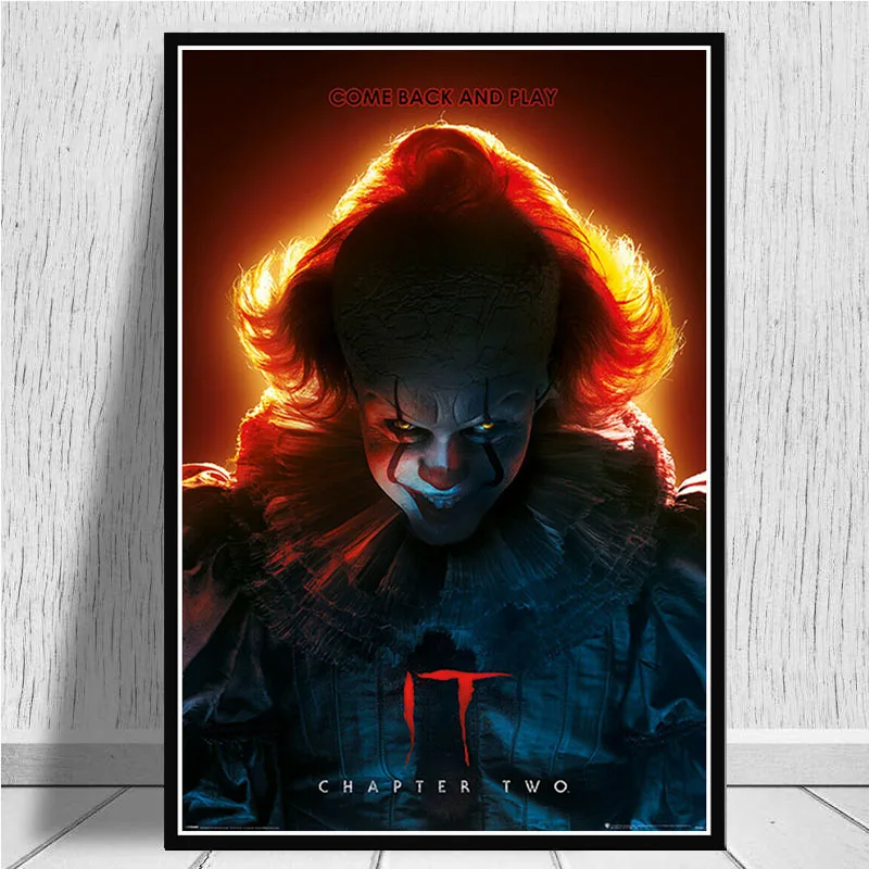 Горячее предложение 2 фильм ужас фильм Pennywise Холст Картина маслом плакатный принт искусство настенные картины для гостиной домашний декор - Цвет: Многоцветный