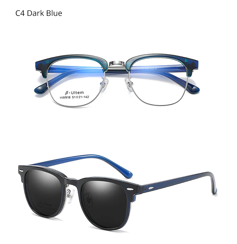 Два Oclock ультра-светильник Ultem магнитные солнцезащитные очки Защита от солнца автомобиль Поляризованные клип на солнцезащитные очки 2 в 1 по рецепту солнцезащитные очки Z918