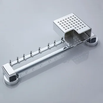 

Practical Kitchenware Organizer Easy Install Holder Stainless Steel Hanging Wall Mount Accessories Multifunction Storage Rack