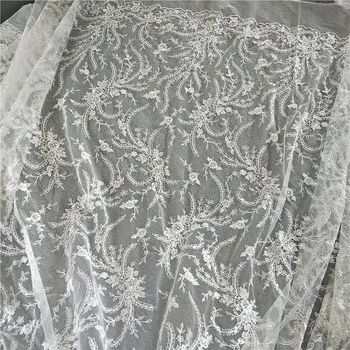 

New Phoenix Pattern Sequined Lace Fabric Border Embroidery Flower Wedding Dress DIY Sewing Accessories