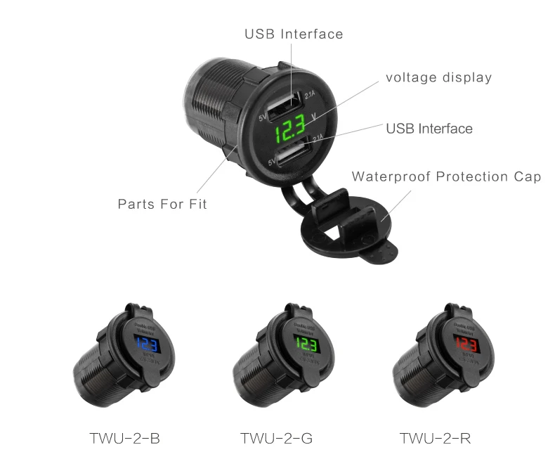 12-24V 4.2A универсальный автомобильный двойной USB разъем порт дисплей напряжения водонепроницаемый мотоциклетные адаптер зарядное устройство комплект Штекер кабель