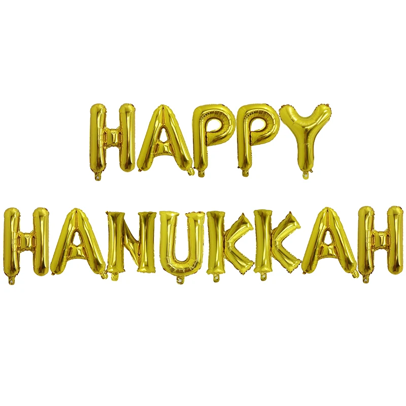 13 шт. счастливые Hanukkah буквы шары 16 дюймов Розовое Золото Серебро Висячие шарик в форме букв Chanukah баннер украшение для вечеринки поставки