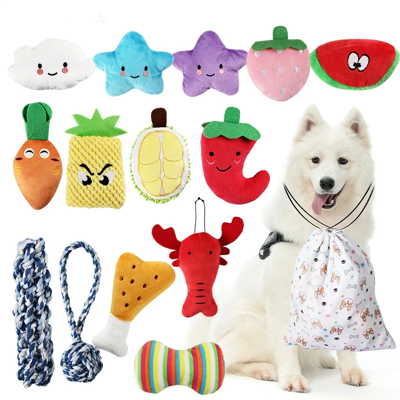 Puppy Plush Toys Sets Stuffed Squeaky Chihuahuatoys For Aggressive