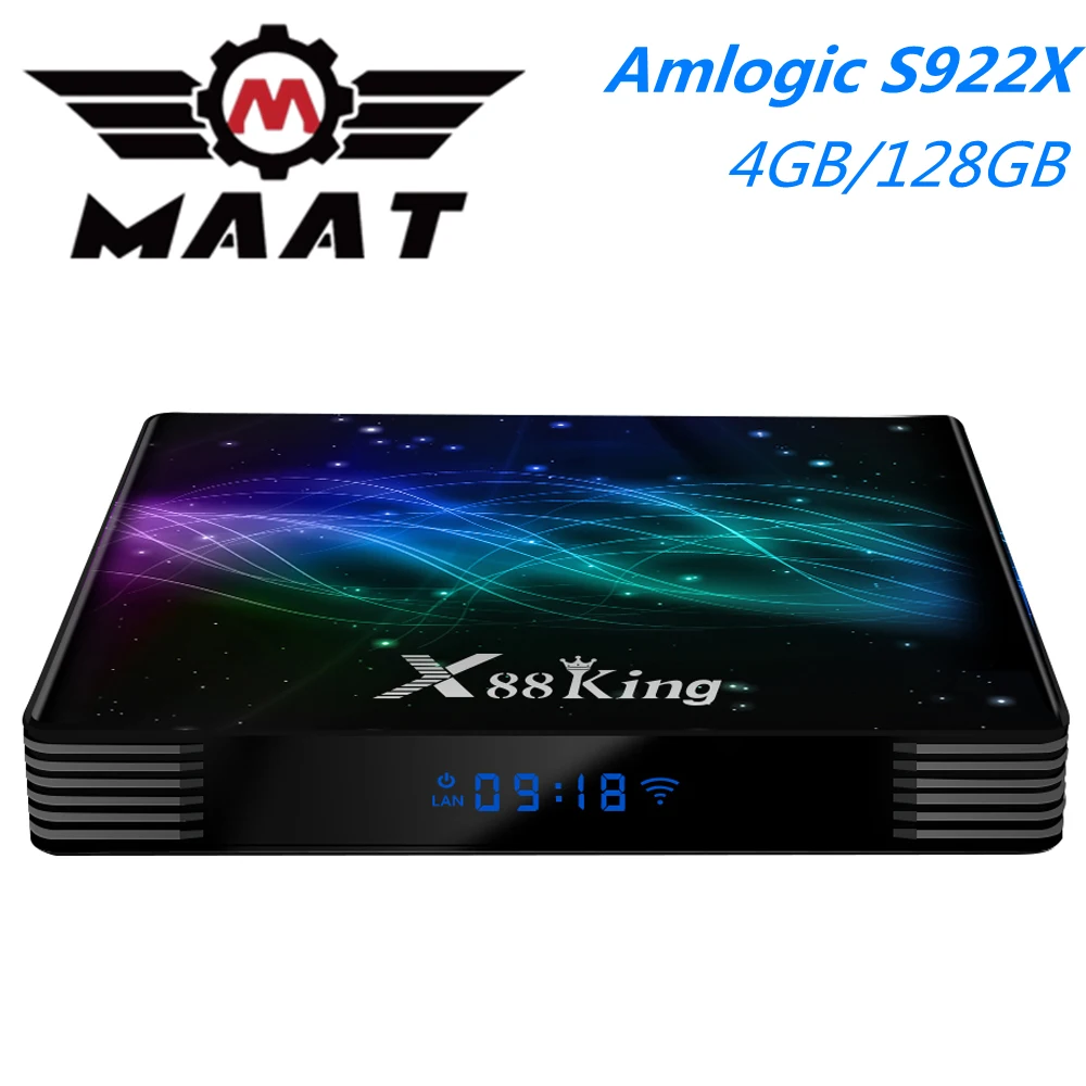 MAAT Amlogic S922X Smart 4 Гб 128 ГБ Android 9,0 ТВ приставка четырехъядерный BT5.0 1000M 4K Google Play Store Youtube телеприставка X88 King
