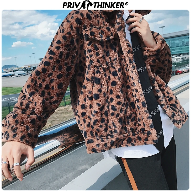 Privathinker, мужские леопардовые утепленные парки, куртки, мужские зимние уличные парки из искусственного меха в стиле хип-хоп, мужские пальто