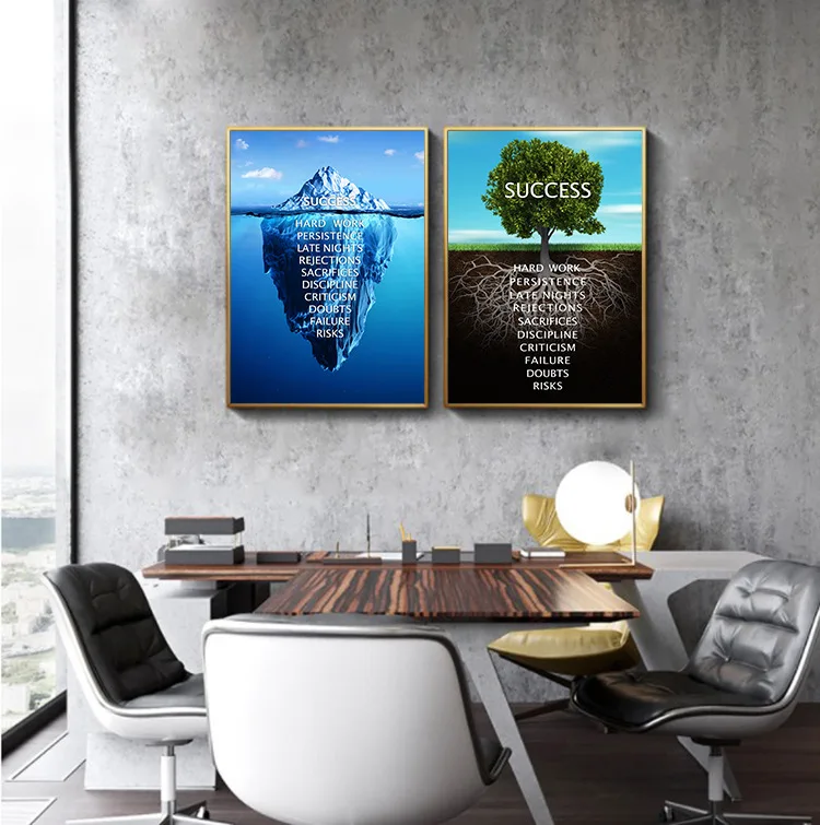 

Motivational Phrase Poster Inspiring Words Canvas Print Success Hard Work Classical Wall Art Picture for Office Company Wall