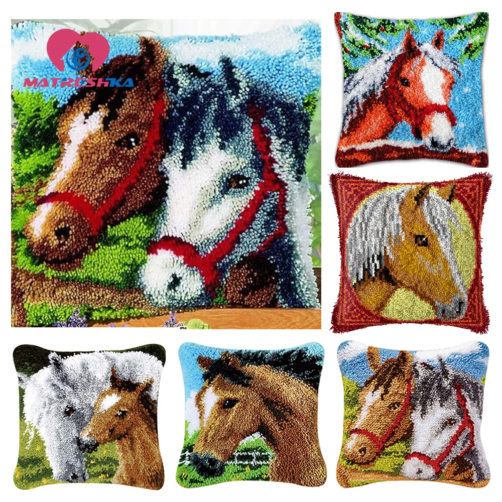 Animals Horse cross stitch pillow carpet embroidery do it yourself ladybugs for needlework home decoration | Дом и сад