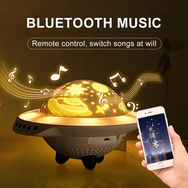 Bluetooth LED Star Projector Night Lights Bluetooth Remote Control 360 Rotation Starlight USB Rechargeable Lamp Room Decor Christmas Gifts