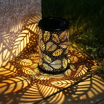 

Solar Leaves Projection Light Metal Portable Hollow Light Waterproof Lawn Garden Decoration LED Lantern