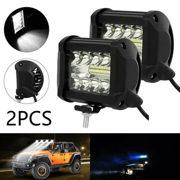 

2PCS LED Car Light Truck 9-32V DC 6000K 4inch 120W 20000LM Bar Flood Spot