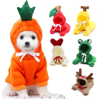 Warm Dog Winter Clothes Cute Fruit Dog Coat Hoodies Fleece Pet Dogs Costume Jacket for French Bulldog Chihuahua 1