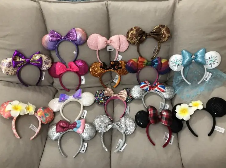 

NEW Minnie mickey mouse sequin Purple Aulani Gold EARS COSTUME Headband Cosplay Plush Adult/Kids Headband Gift