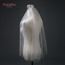 YouLaPan VS07 популярные свадебные аксессуары короткая свадебная вуаль белого цвета и слоновой кости Однослойная свадебная вуаль с кристаллами для невесты