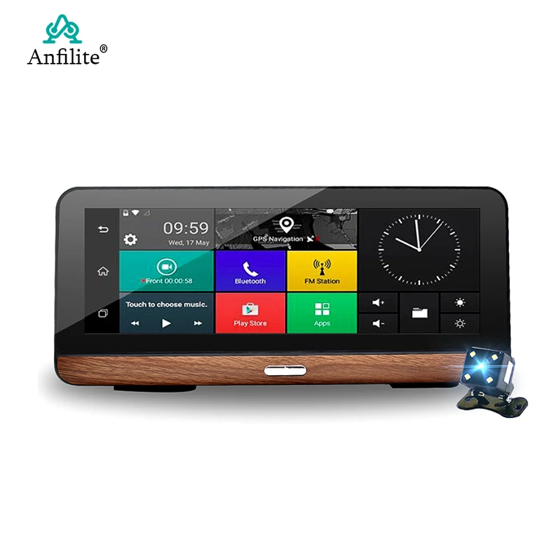 Автомобильный видеорегистратор Anfilite, 8 дюймов, Android 5,1, Full HD, 1080 P, с gps навигацией, Wi-Fi, Bluetooth, ADAS, Google play, 4G, видеорегистратор