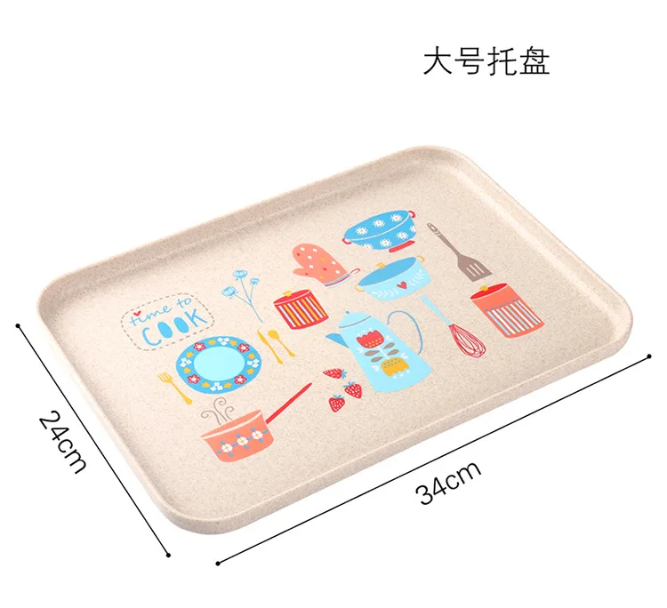 Creative-Household Rectangular Wheat Tray Northern European-Style Chinese Style Tea Cup Disc Hotel Plastic Plate