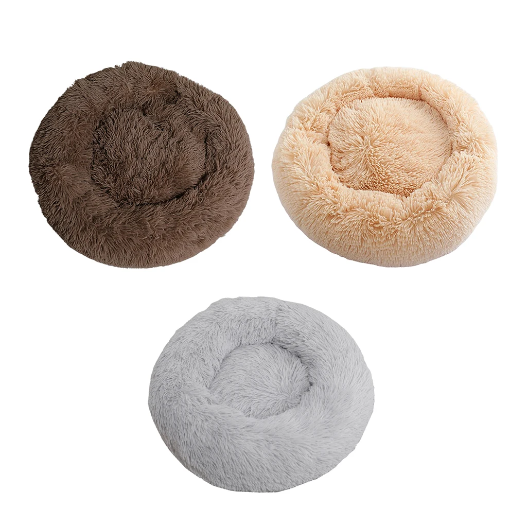 Round Donut Cat and Dog Cushion Bed Self Warming Indoor Round Pillow Cuddler