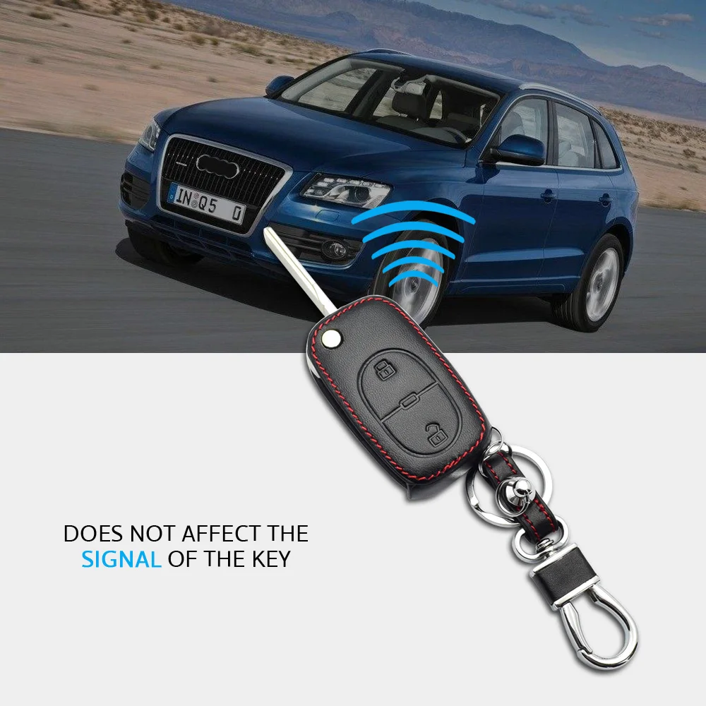 Кожаный чехол для автомобильного ключа VW Audi A2 A3 A4 A6 флип дистанционного брелока 2
