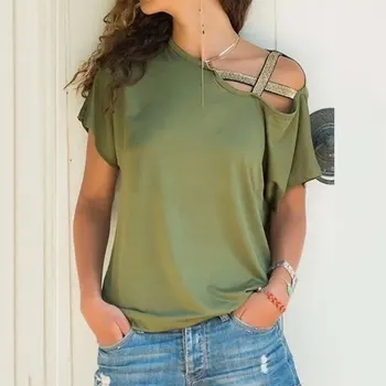 

Summer Oversized T Shirt Feminina Off Shoulder Short Sleeve T Shirts Female Tee Shirt Femme Tshirt One Shoulder T-shirt 5XL