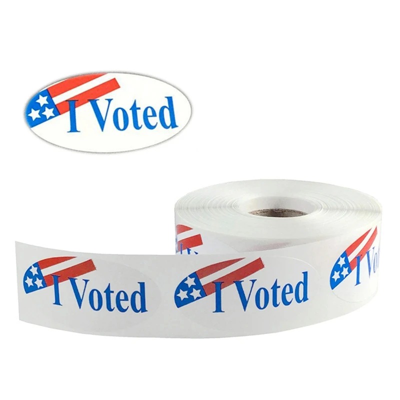 

200Pcs/Roll American Flag Voting Stickers "I Voted" Decor Stickers with Stars and Stripes Adhesive Labels PVC Stationery Sticker