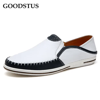 

GOODSTUS Men Genuine Leather Casual Shoes Fashion Style New Arrival Slip-On Solid Breathable Comfortable Wedding High Quality