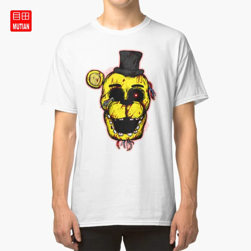 Кровавая Золотая Футболка Freddy FNAF five nights freddys Golden freddy Бонни и Чика foxy kawaii Bloody |