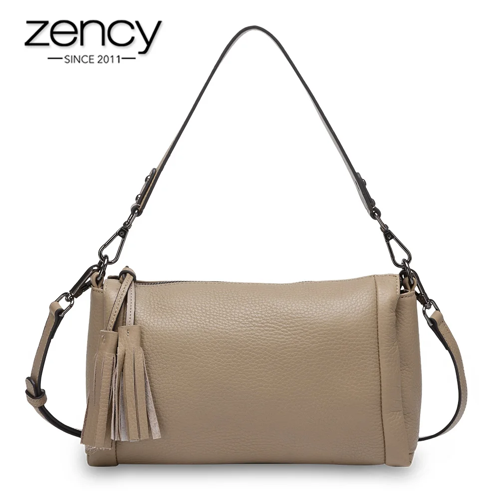 

Zency Daily Casual Women Tote Handbag 100% Genuine Leather High Quality Fashion Lady Shoulder Crossbody Bag Black Khaki