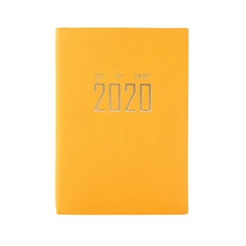 

A5 PU Leather Cover Notebook 2020 Planner Agenda Schedule Notebooks Diary Stationery for Home Office School (Yellow)