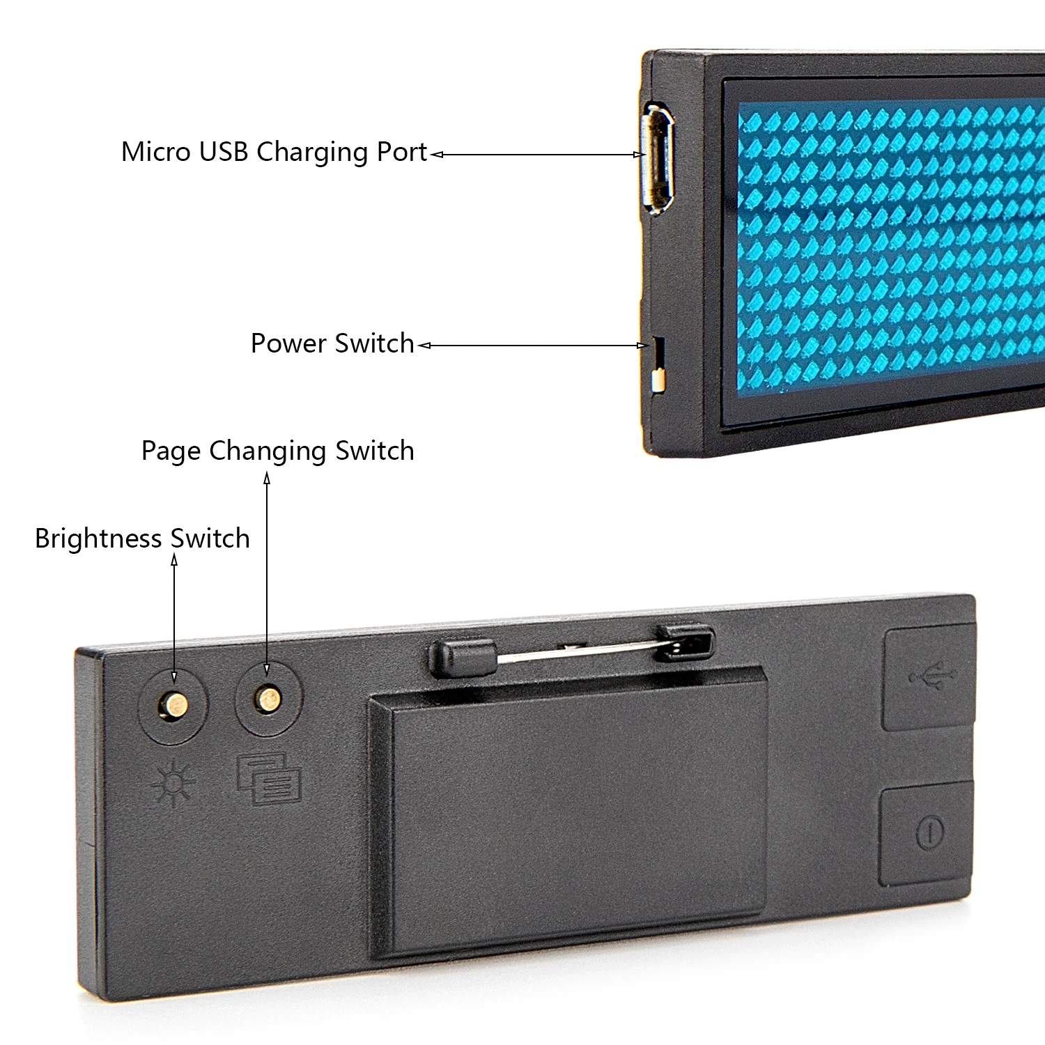 Pantal(#YELLOW) Letrero-placa con nombre con imán y Pin LED Programable por Bluetooth Pantal(#YELLOW) Letrero-placa con nombre con imán y Pin LED Programable por Bluetooth
