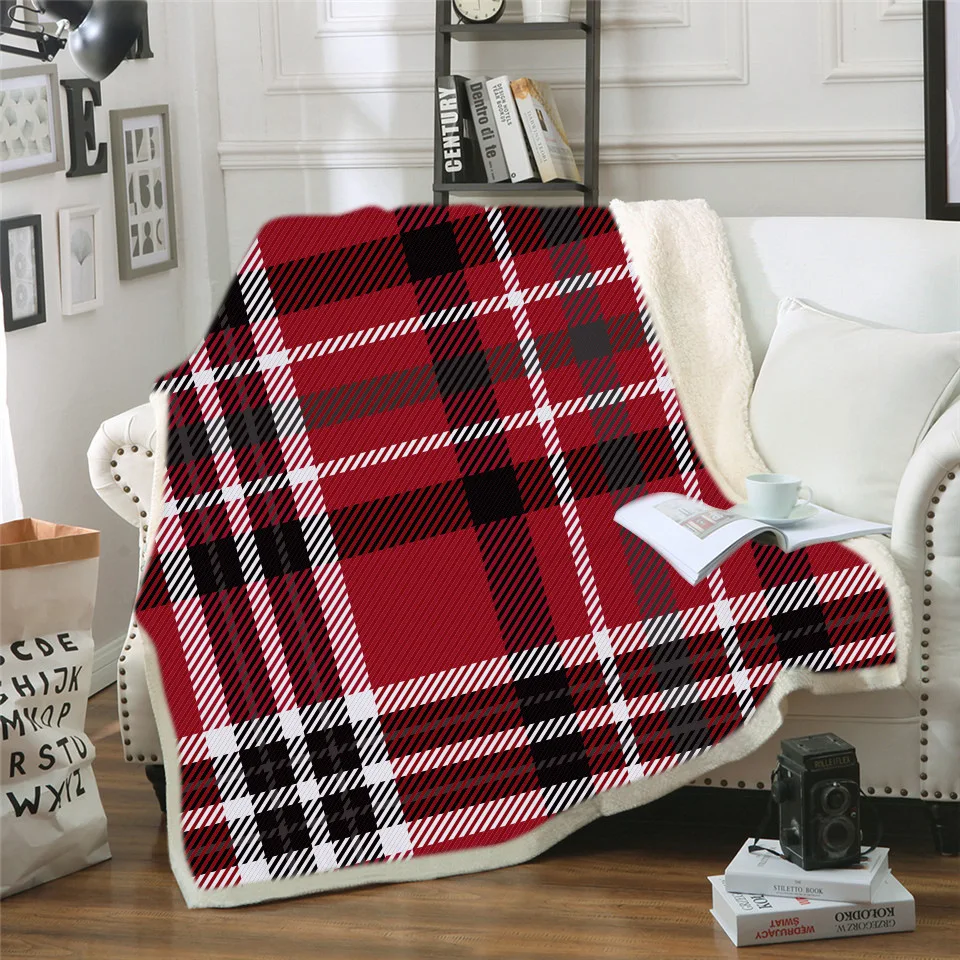 12 Plaid Flannel Blanket for Adults Kids Luxury Designer Blanket Classic Plaid Double-layer Thick Warm Blanket for Home Decorations - Цвет: 12