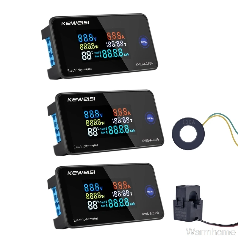 AC 50-300V 0-100A Power Energy Meter Voltmeter Ammeter kWh Digital Electric Monitor Panel with Reset O01 20 | Инструменты
