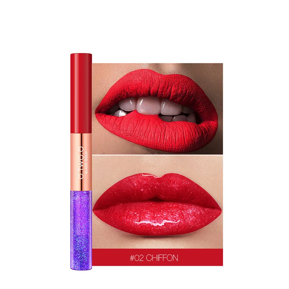 Party Matte Non-stick Cup Lipstick Clear Gift Lip Gloss Double-end Long Lasting Glaze Portable Women Moisturizing For O.TWO.O