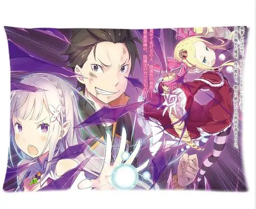 S17 Аниме Re Zero Kara Hajimeru Isekai Seikatsu чехол для подушки с персонажами Rem чехол для подушки на заказ на молнии прямоугольный чехол для подушки - Цвет: S17