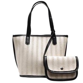 

Women Big Size Handbag Tote Ladies Casual Female Messenger Bags Fashion Stripe Ladies Large Capacity Canvas Bag сумки женские