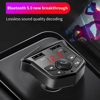 

TIOODRE FM Transmitter Bluetooth 5.0 Wireless Car Kit Hands-Free LCD MP3 Player Dual USB Charger USB TF Card Modulator Stable