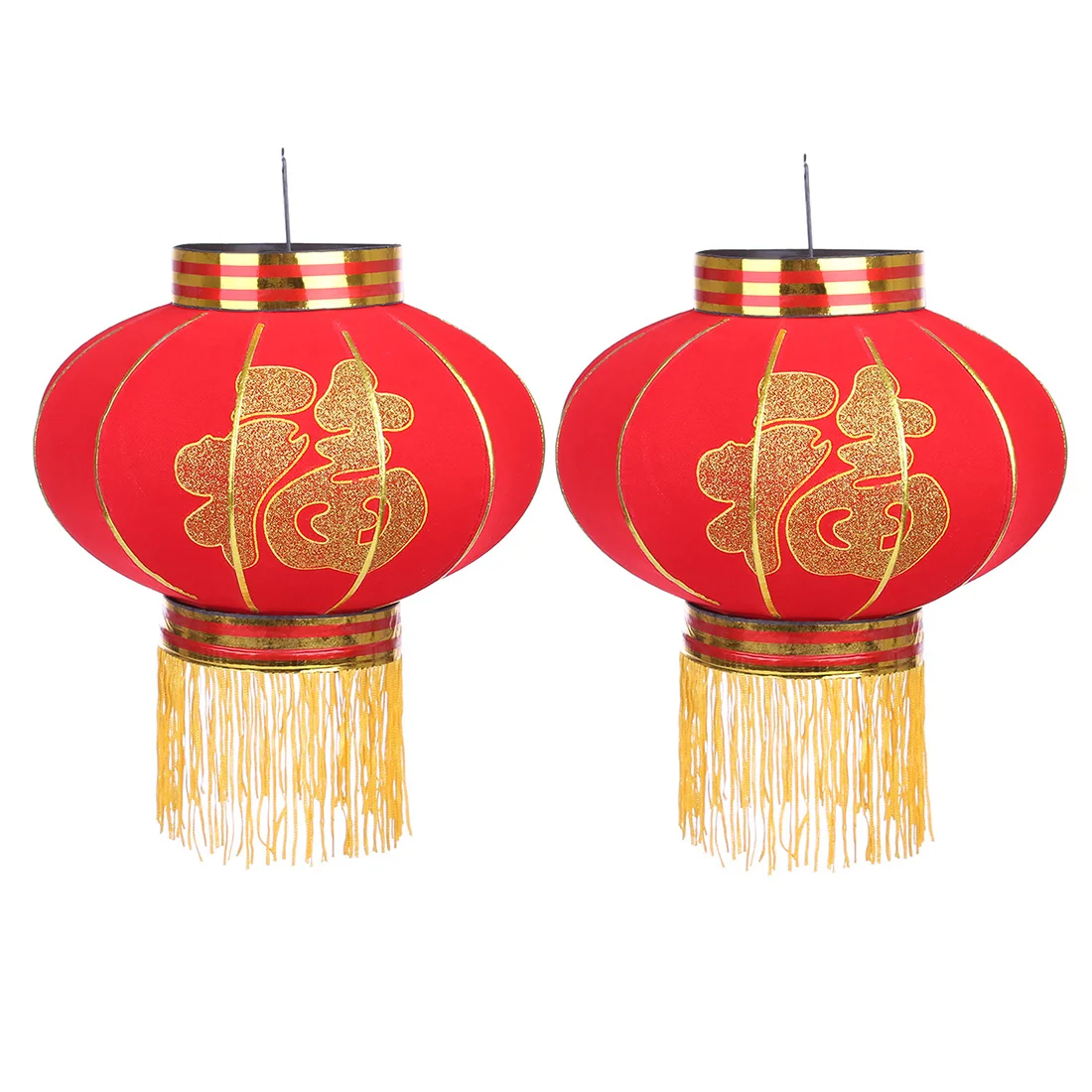 

2pcs Flocking Cloth Lantern Outdoor New Year Chinese Spring Festival Decoration Lantern - Red 40#