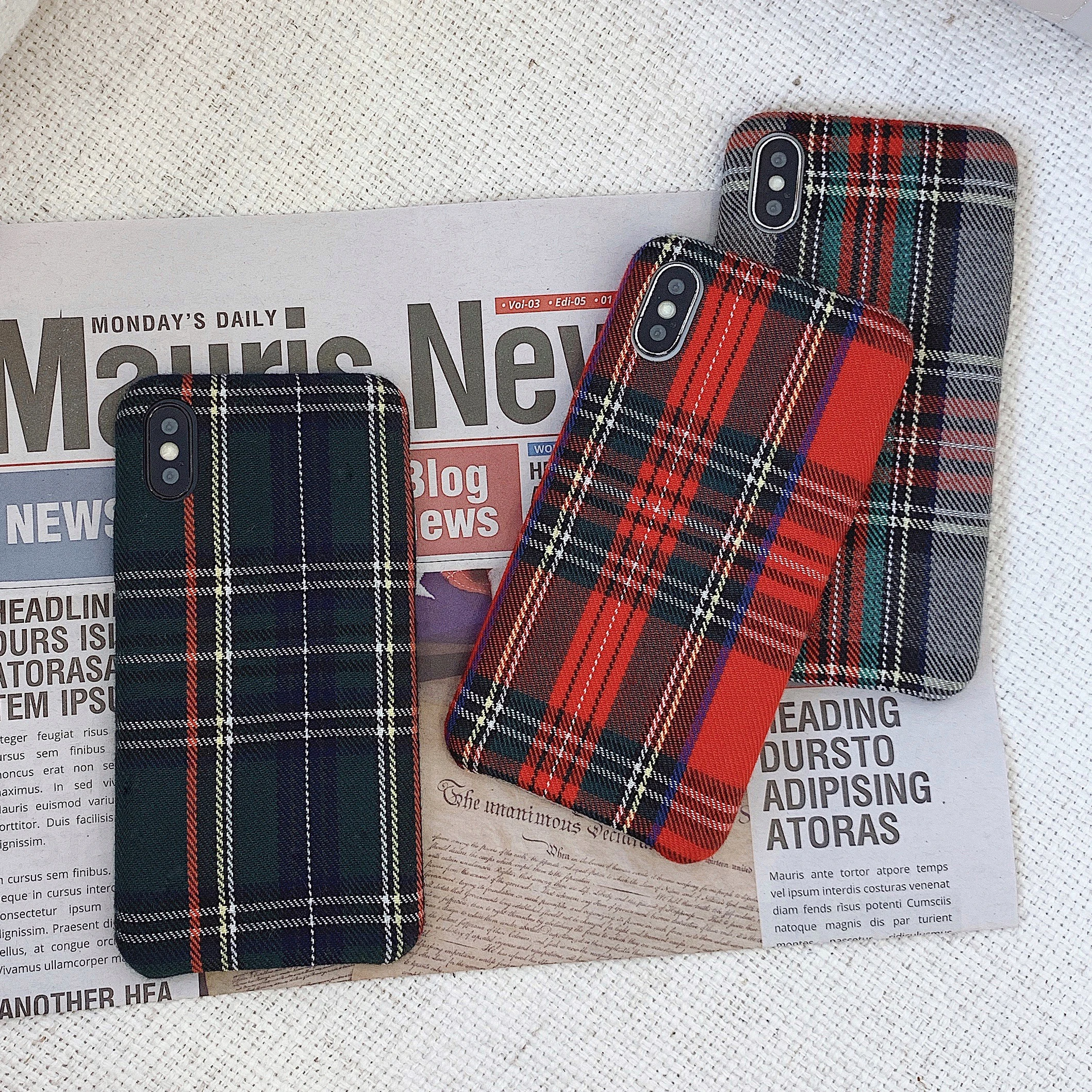 

Warm Winter Plaid Plush Phone Case Simple Cloth Fabric Soft Tpu Case for Iphone 11 11 Pro Max 7 8 plus X XS Max XR Cover
