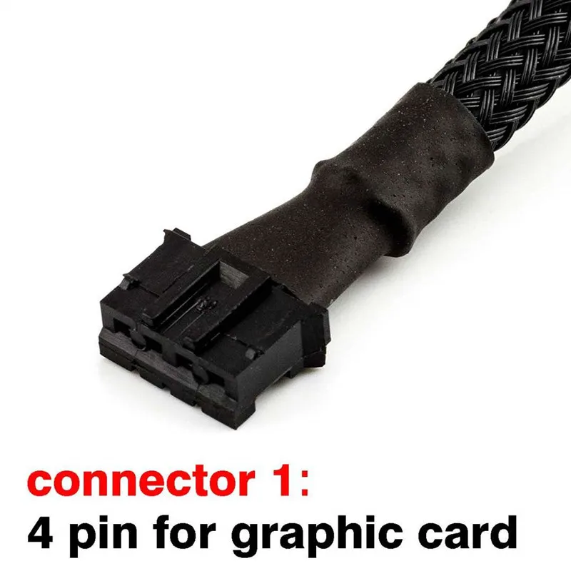 Angitu-mini 4-pin Placas Gráficas Fan Cabo Ph2.0 Pwm Gpu Dual Fan Splitter Adaptador de Mangas Pretas 30cm - Imagem 3