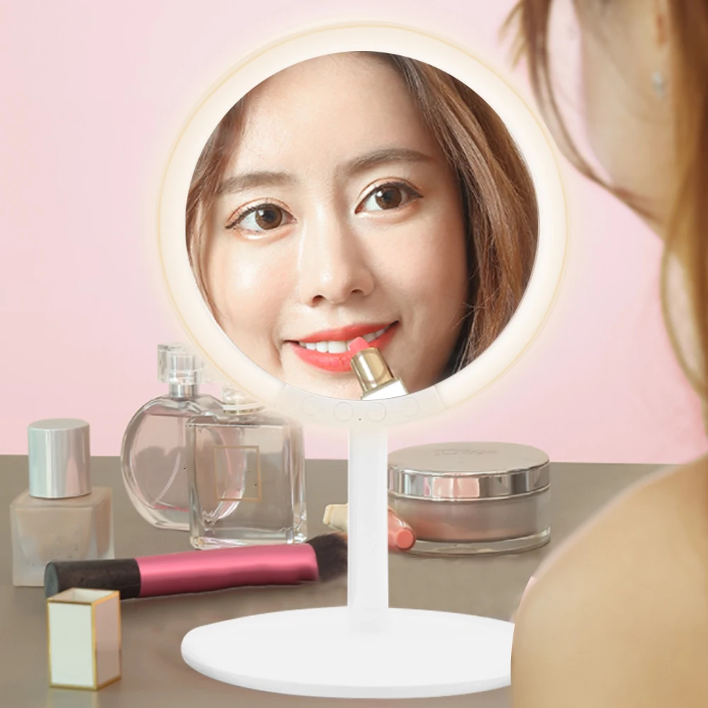 

beauty table mirror lighted makeup screen mirroring mirrored girl led makeup lights dressing table screen USB LED mirror