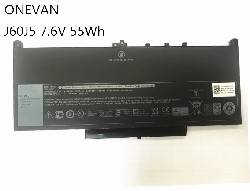 ONEVAN J60J5 замена батареи ноутбука для Dell Latitude E7270 E7470 J60J5 R1V85 MC34Y 242WD 7,6 V 55Wh высокой емкости