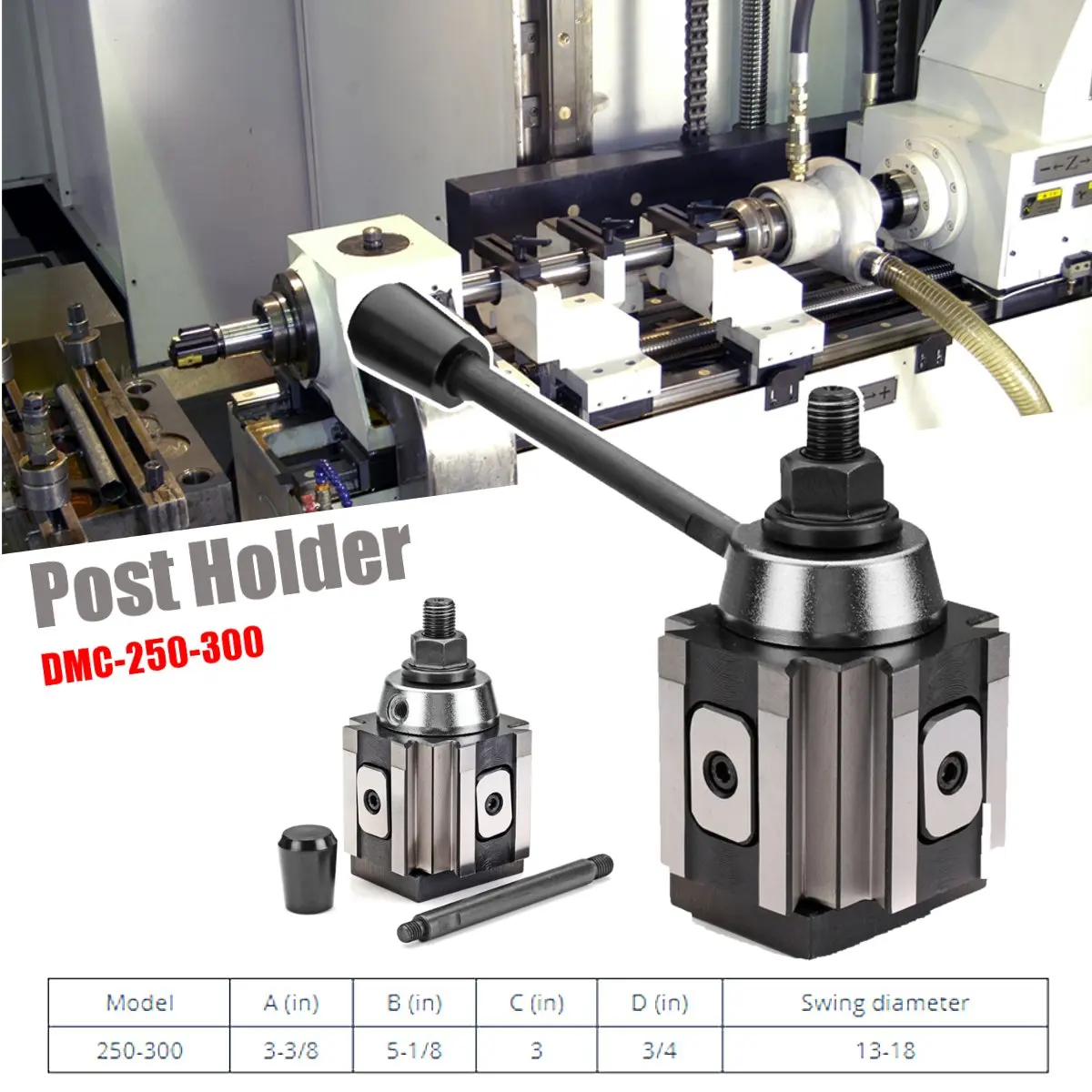 DMC-250-300 Piston Type Locking Tool Post Steel Lathe Tool Holder New