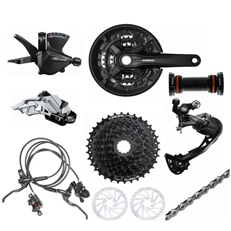 M2000 kit and MT200 SHIMANO M2000 сменный комплект для горного велосипеда 9/27 скоростной полый сменный комплект HG53 цепь MT200 тормоз+ G3 диск - Цвет: M2000 kit and MT200