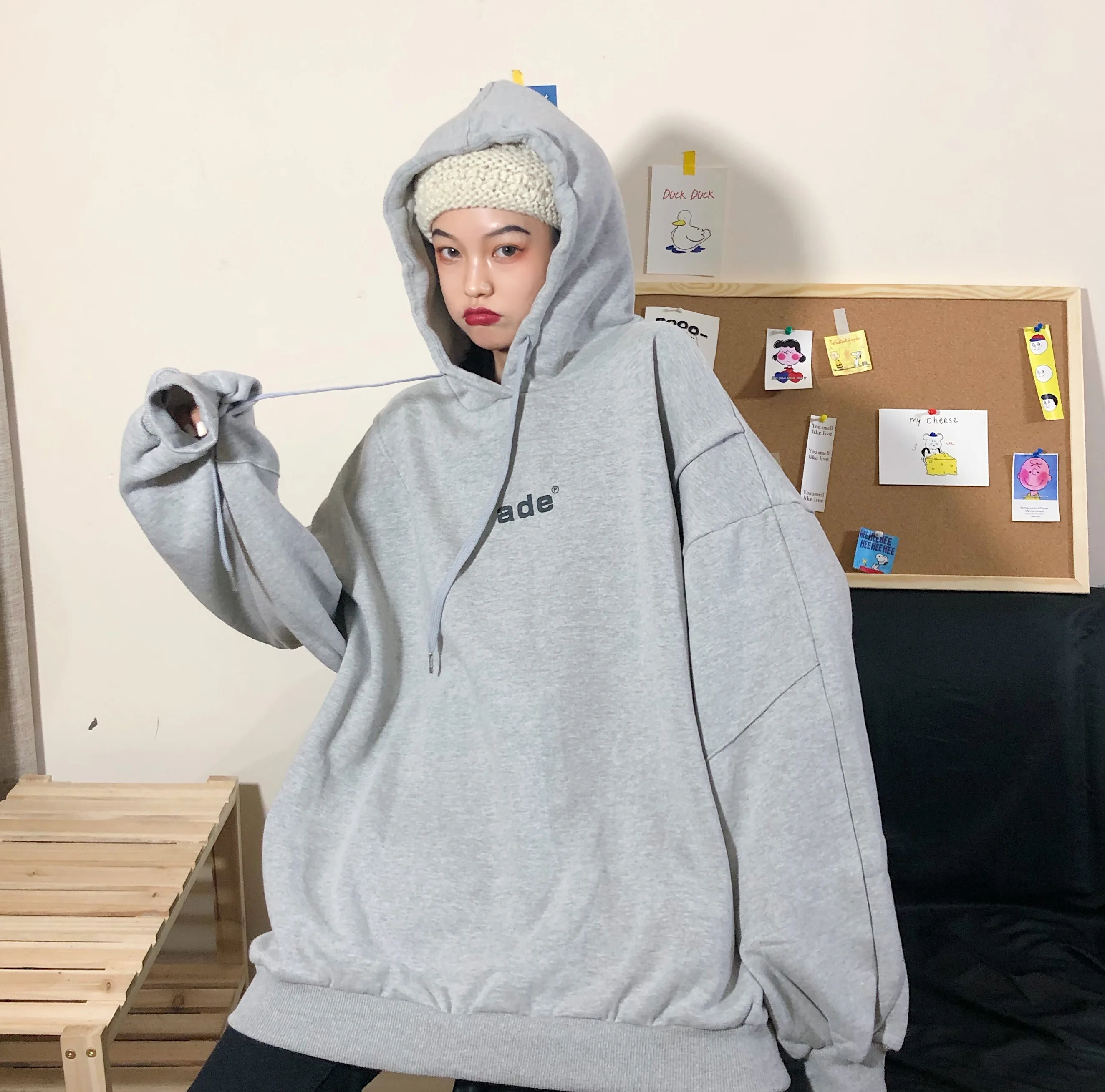Толстовки женские зимние утепленные негабаритные корейские новые Boyfriend шикарные унисекс повседневные с капюшоном женские пуловеры уличная мода буквы